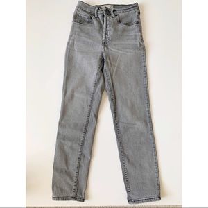 Everlane light gray high rise slim straight jeans